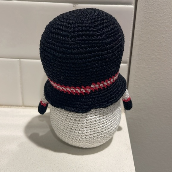 Handcrafted Snowman Gnome with Holly Winter Holiday Seasonal Christmas Crochet - Picture 7 of 10